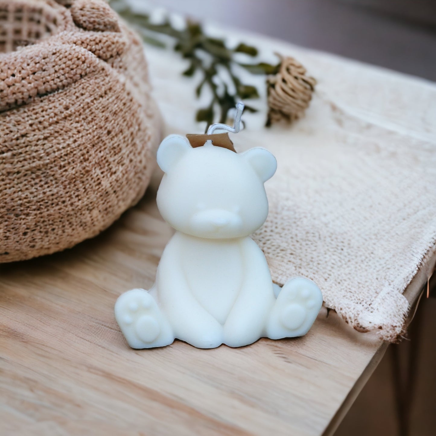 Bougie ourson, bougie décorative non parfumée