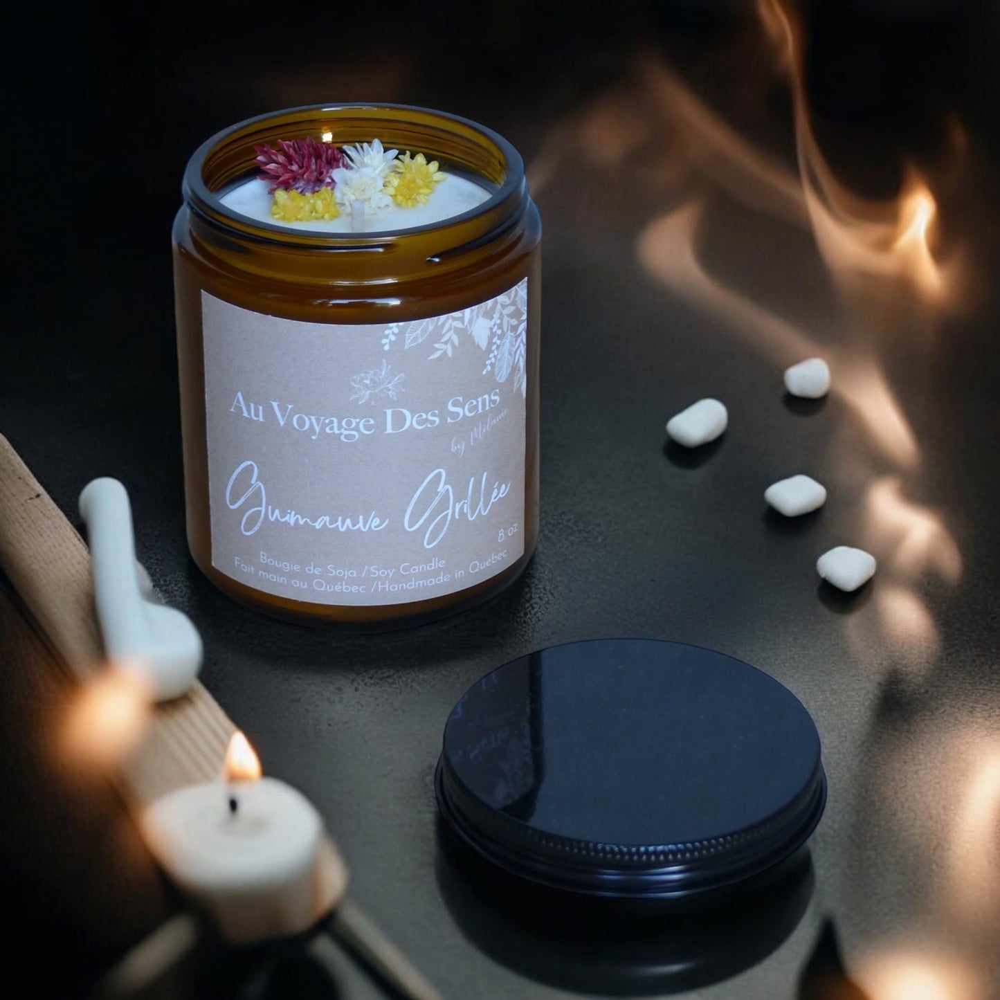 Guimauve grillée, bougie de soja