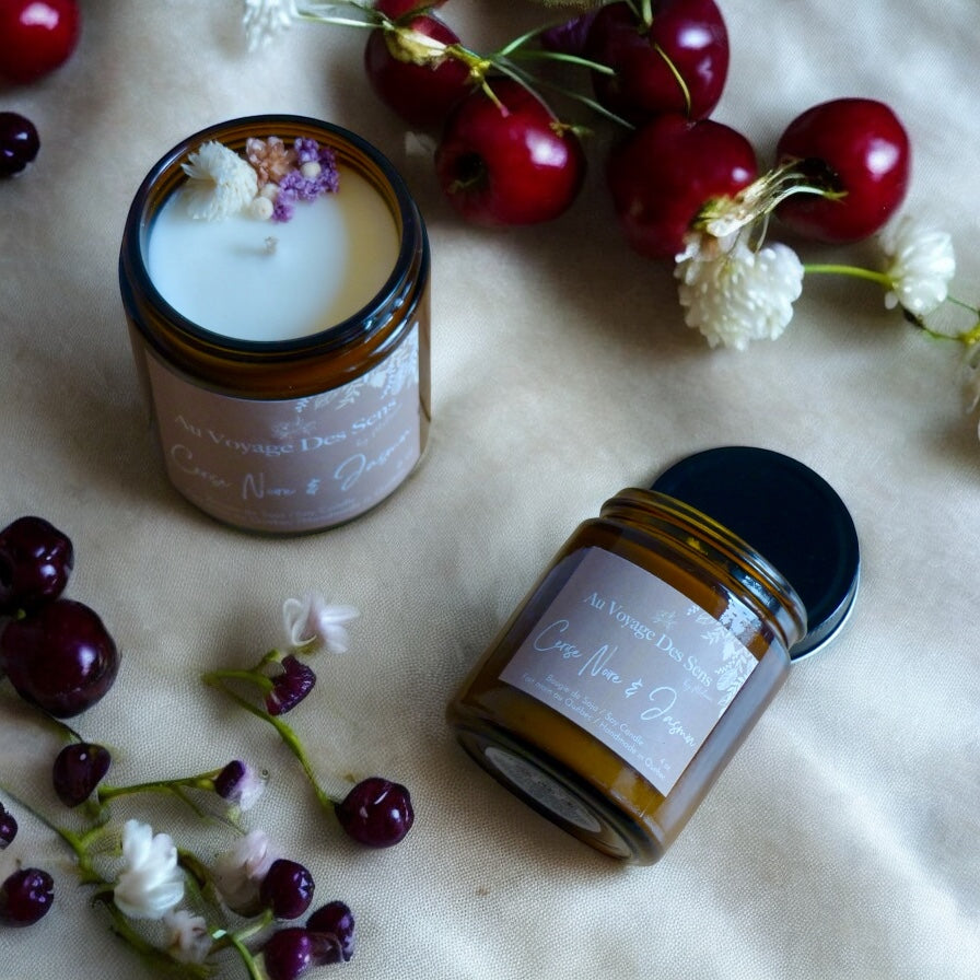 Cerise Noire & jasmin, bougie de soja