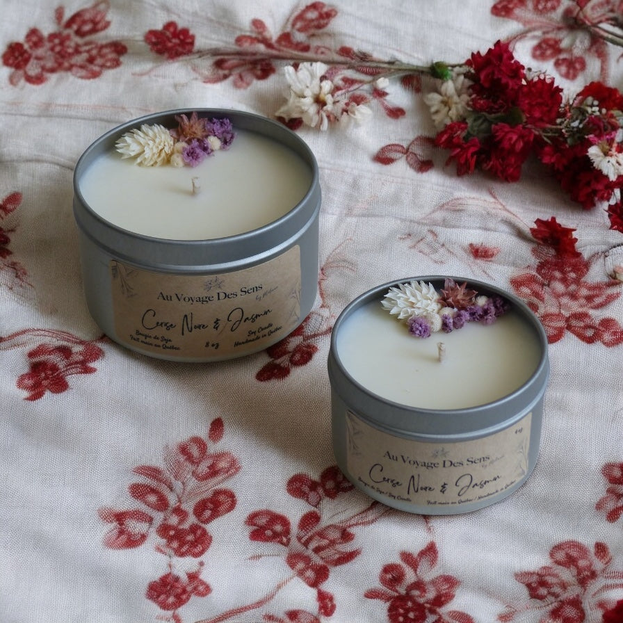 Cerise Noire & jasmin, bougie de soja