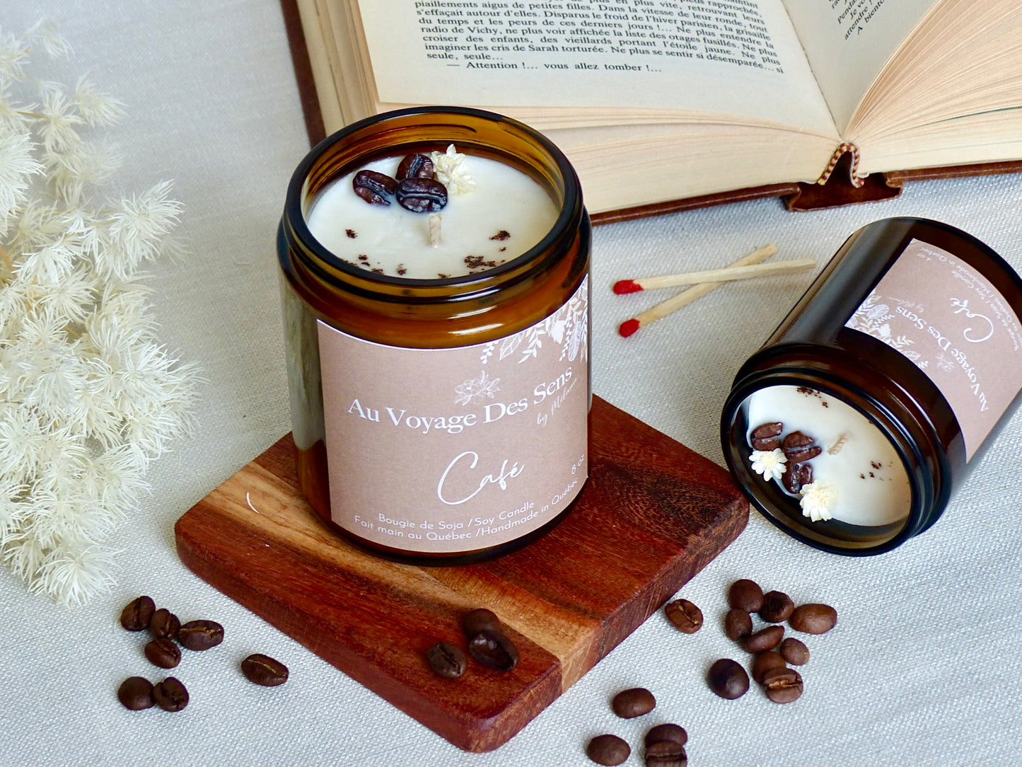 Café, bougie de soja