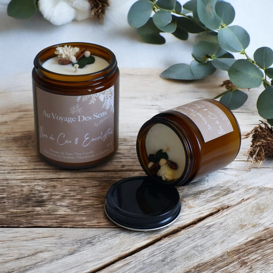 Noix de coco & Eucalyptus , bougie de soja