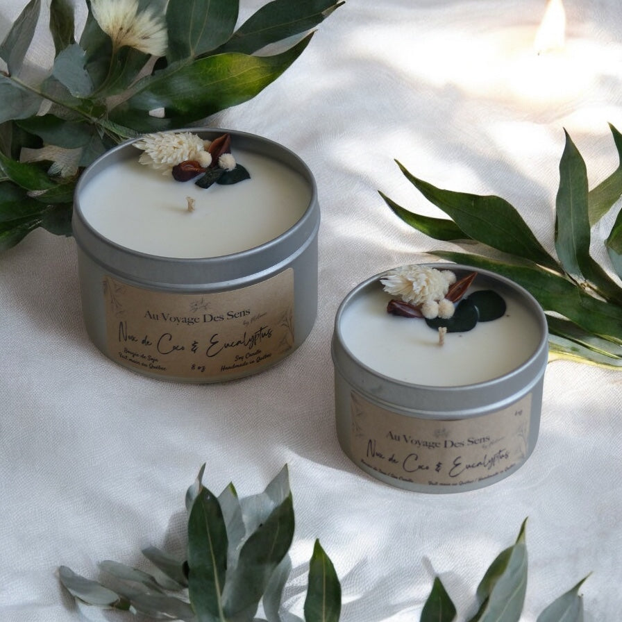 Noix de coco & Eucalyptus , bougie de soja