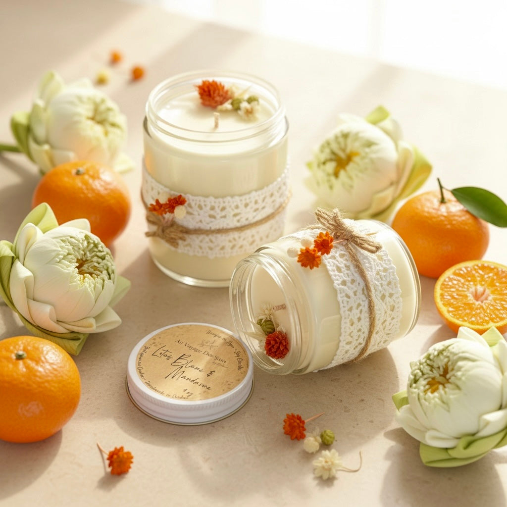 Lotus Blanc & Mandarine, bougie de soja