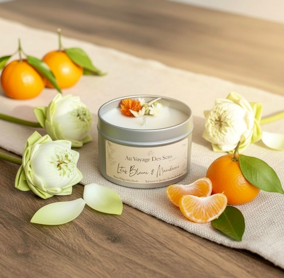 Lotus Blanc & Mandarine, bougie de soja
